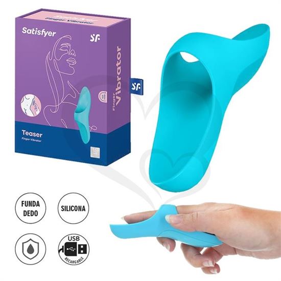 Teaser light blue Vibrador para dedo con carga UBS